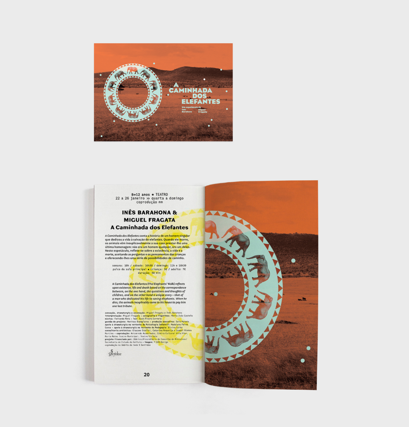 A caminhada dos elefantes ⟐ Postcard and theatre programme